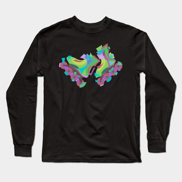 ROLLER  BLADES STYLIZED ART - SKATE OR DIE Long Sleeve T-Shirt by STYLIZED ART